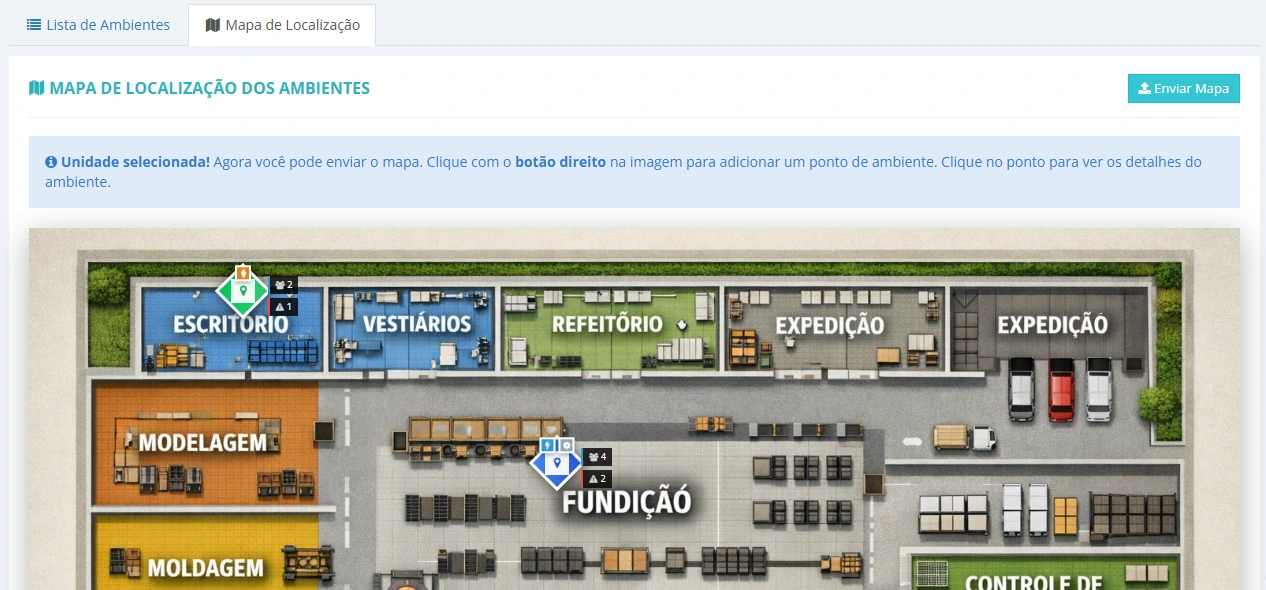 Mapa de ambientes e GHE no Bevart